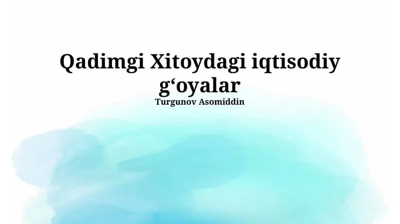 Qadimgi Xitoydagi iqtisodiy gʻoyalar