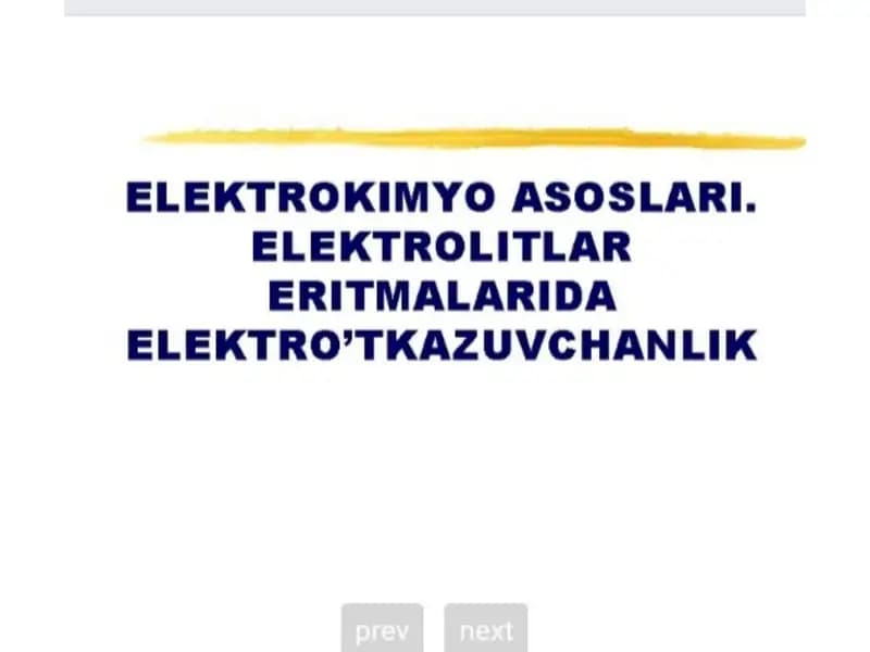 ELEKTROKIMYO ASOSLARI