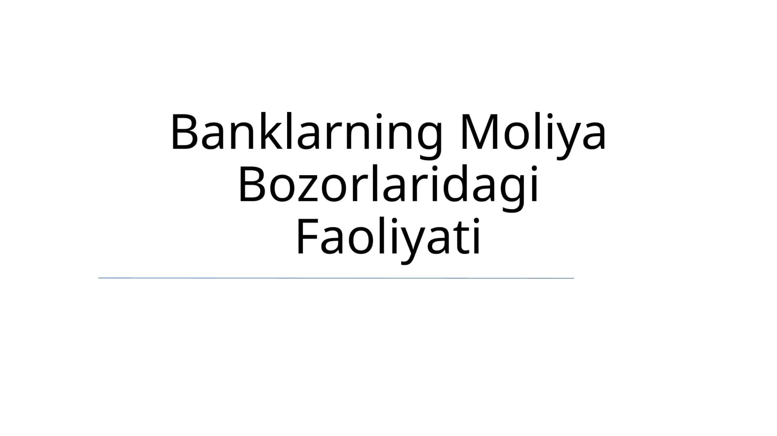 Moliya Bozorlaridagi Faoliyati