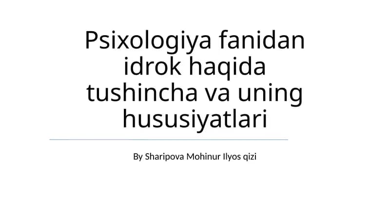 Idrokning Psixologik Jihatlari
