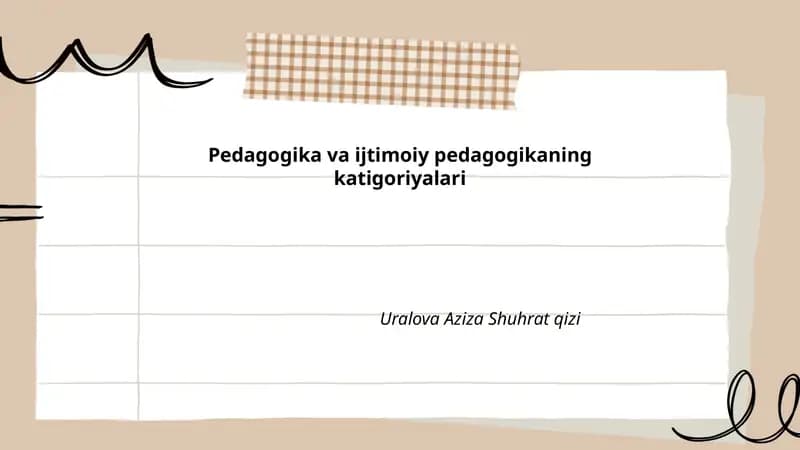 Pedagogika va ijtimoiy pedagogikaning katigoriyalari