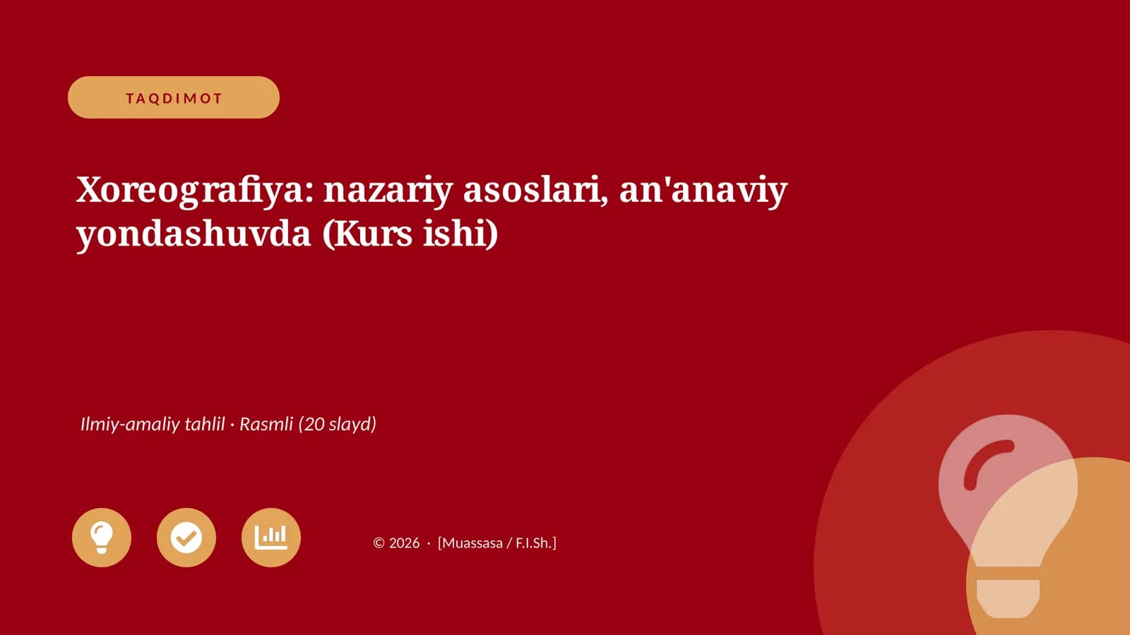 Xoreografiya: nazariy asoslari, an'anaviy yondashuvda (Kurs ishi)