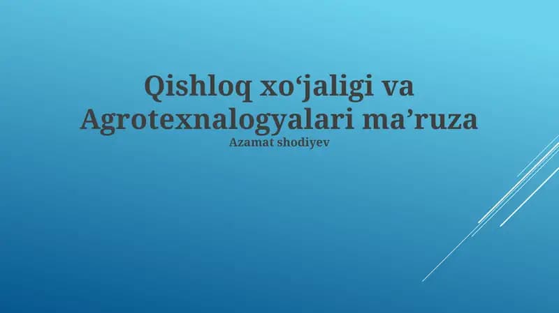 Agrotexnologiyalar