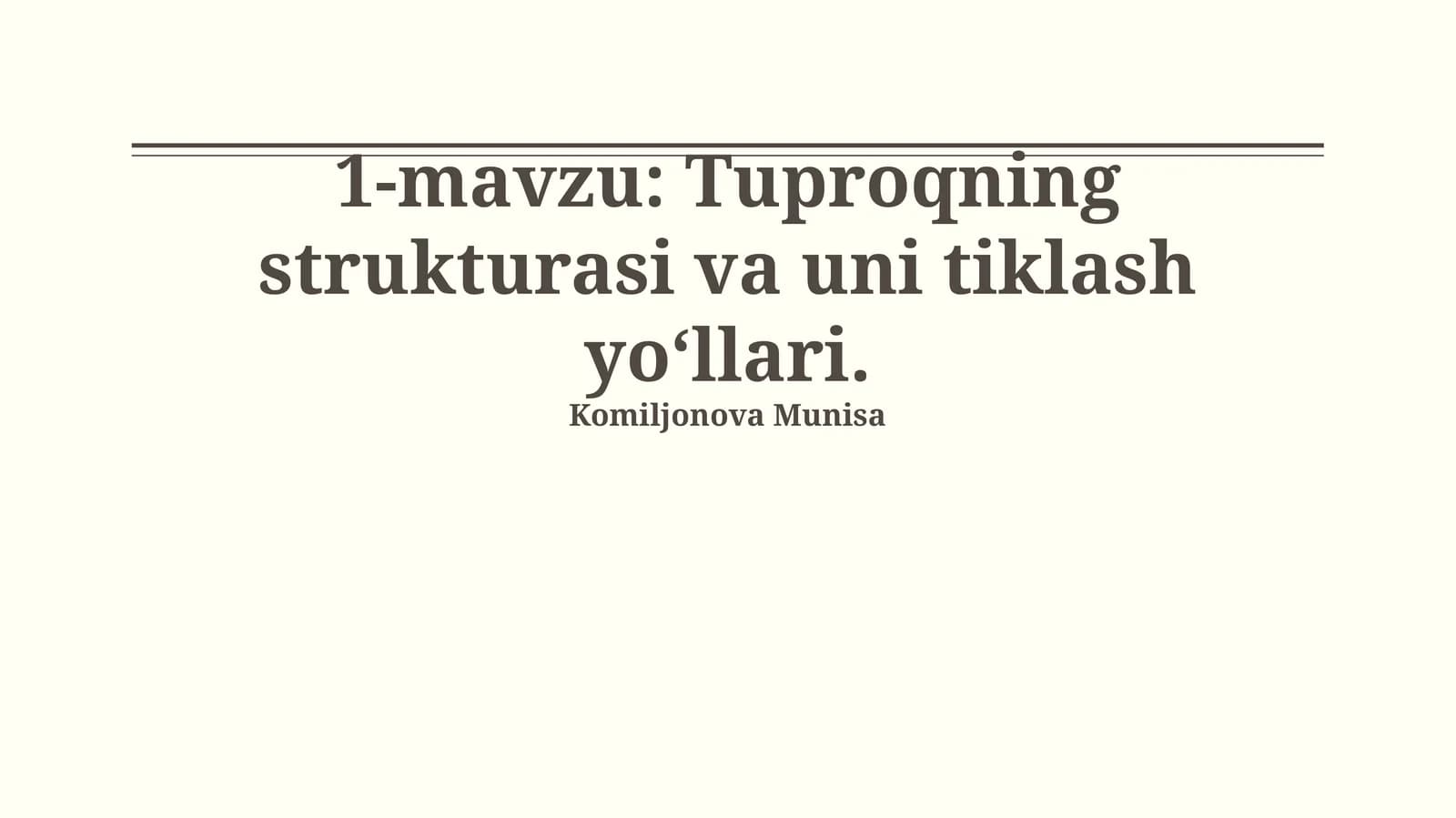 Tuproq tuzilishi