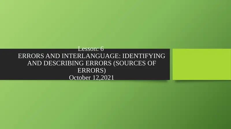 Identifying and Describing Errors