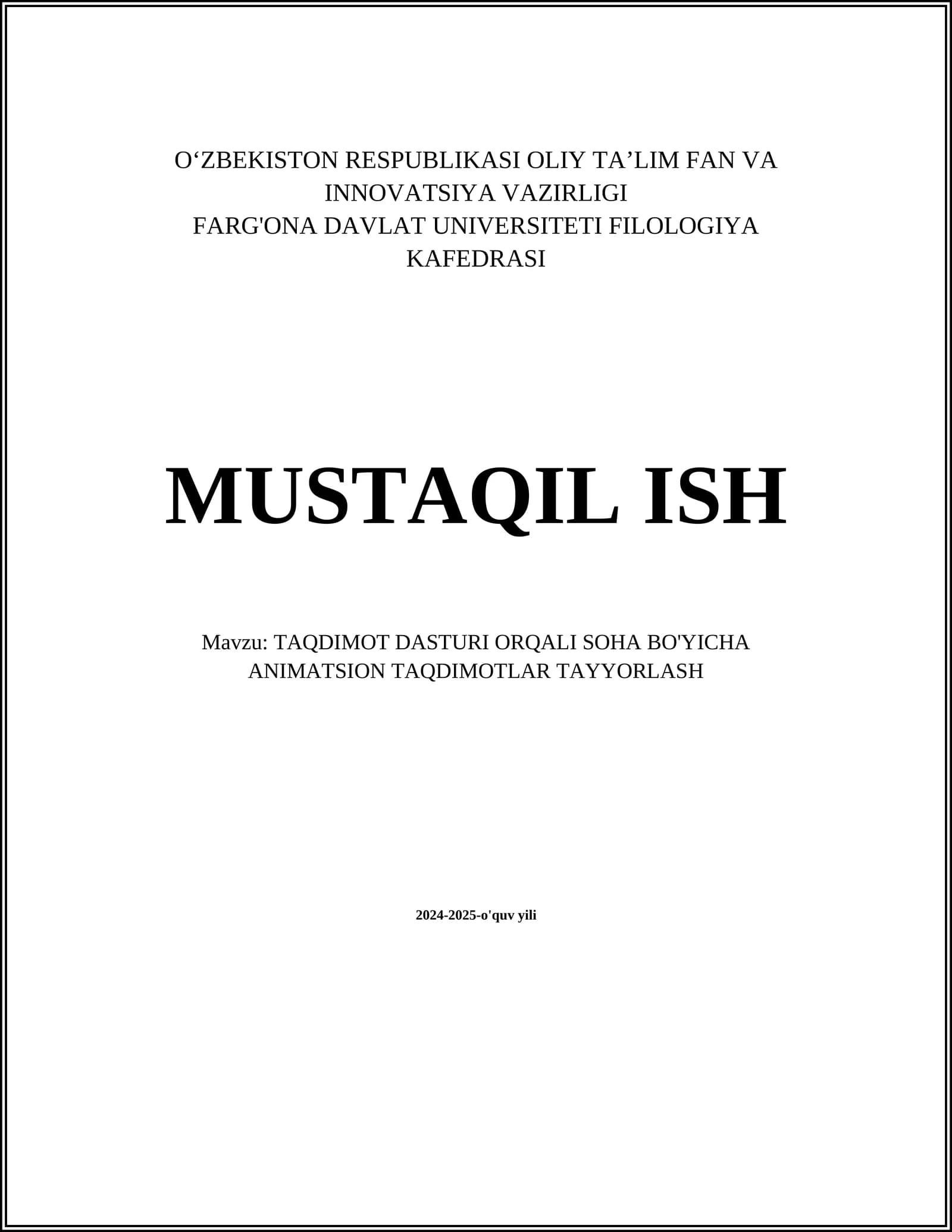 Animatsion Taqdimot Tushunchasi