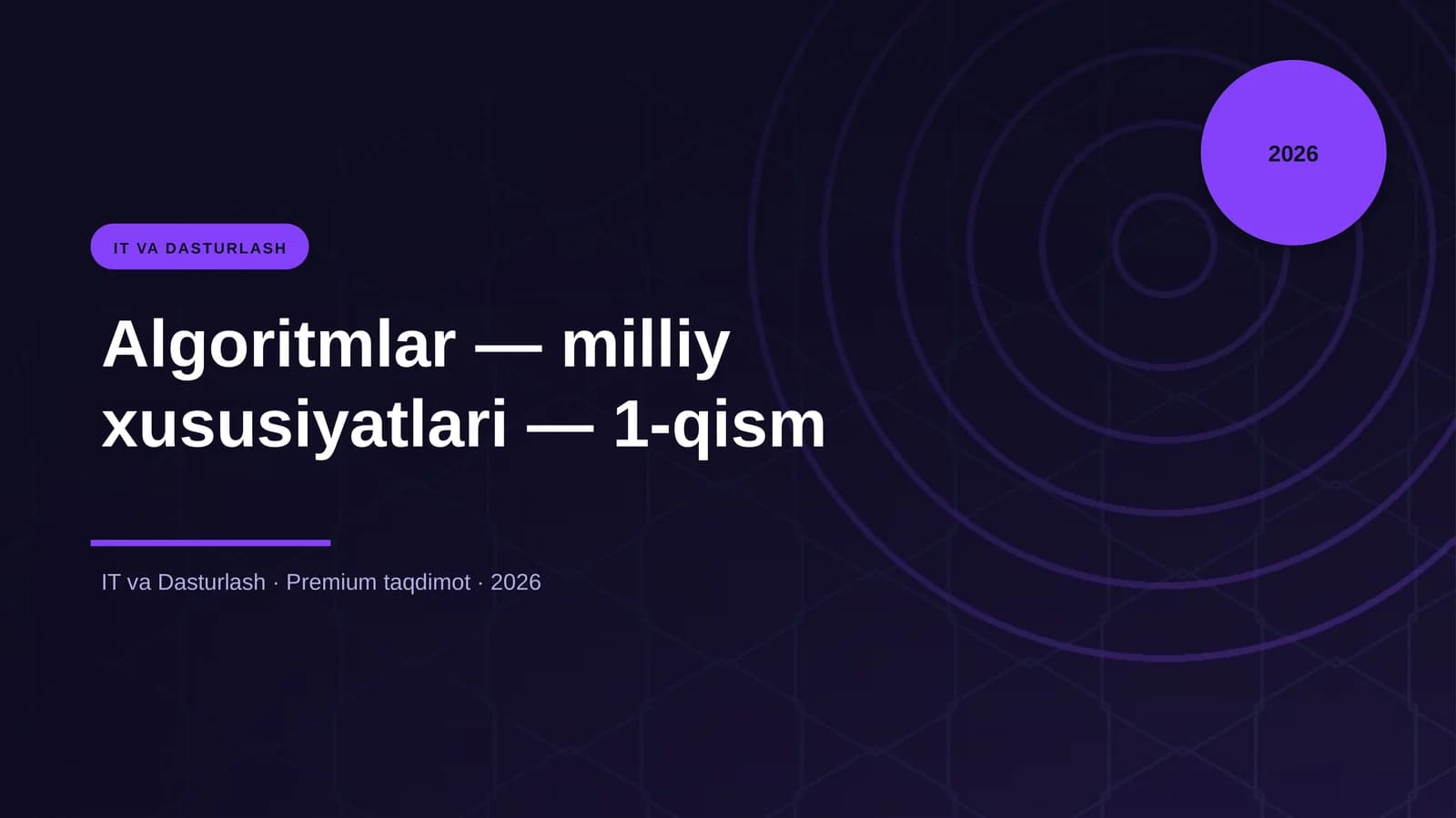 Algoritmlar — milliy xususiyatlari — 1-qism