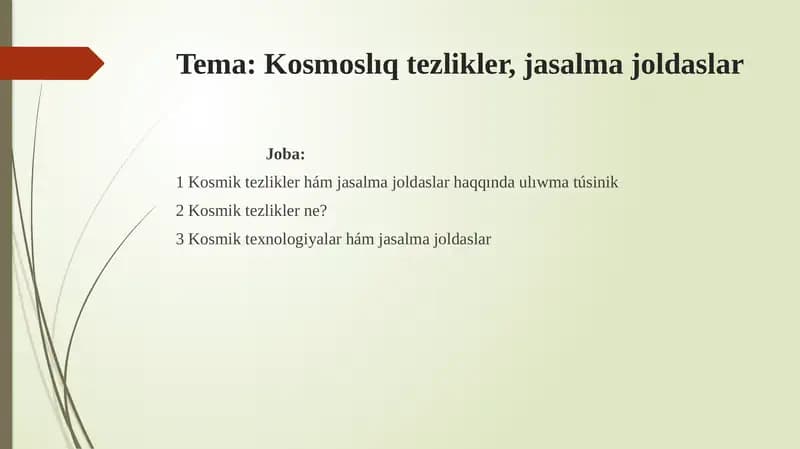 Kosmik Tezlikler va Jasadlar