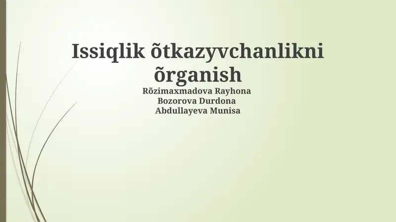 Issiqlik o'tkazuvchanligi