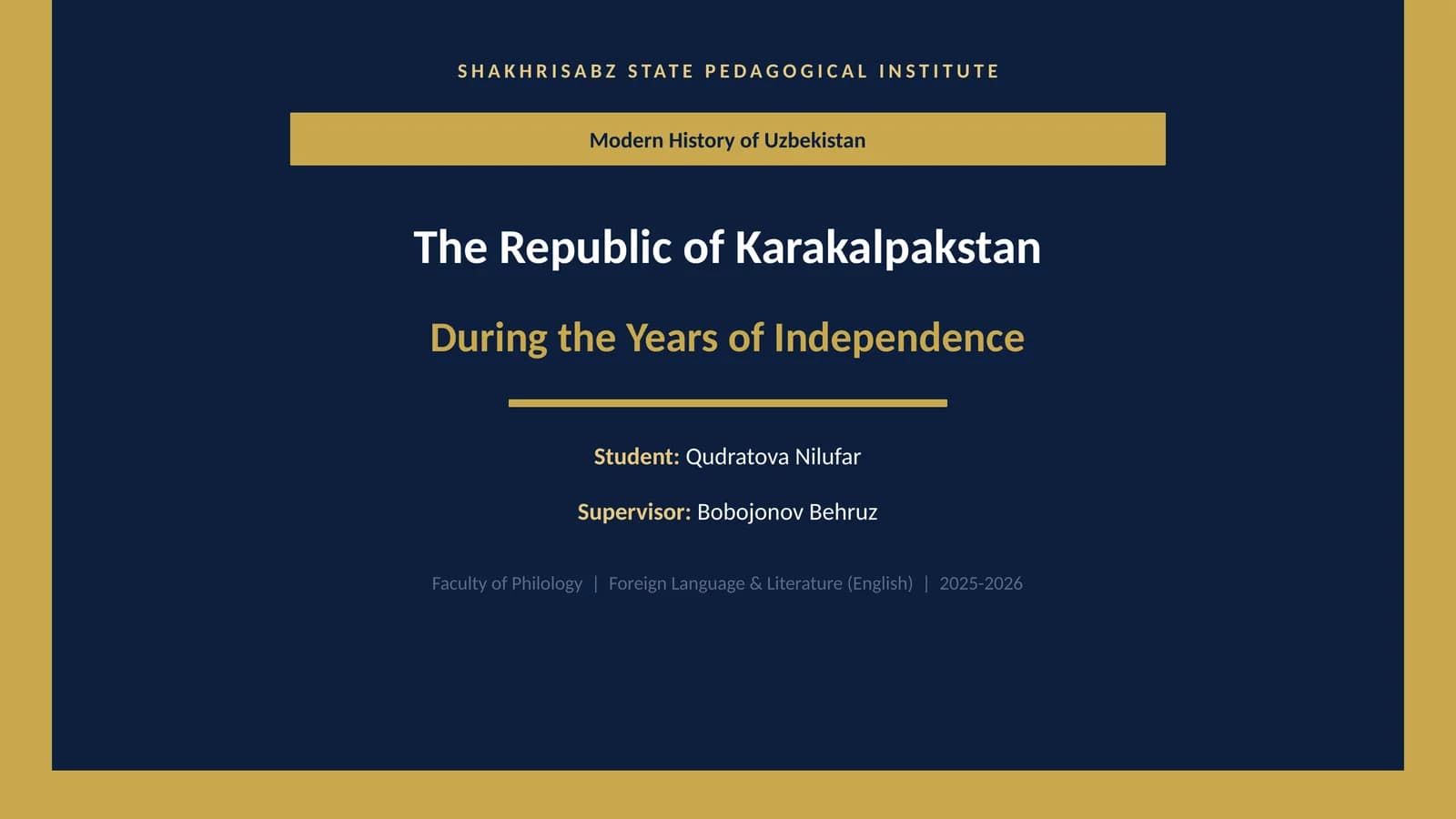 Modern History of Uzbekistan