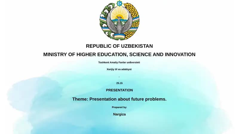 Presentation about future problems