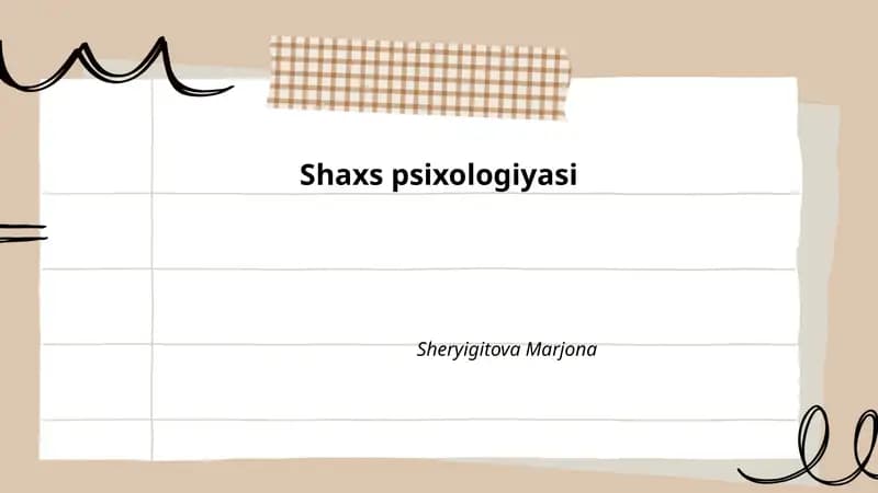 Shaxs psixologiyasi
