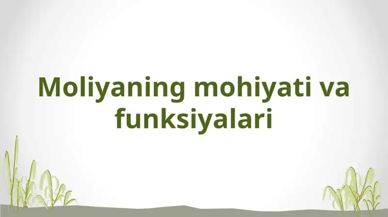 Moliyaning mohiyati va funksiyalari