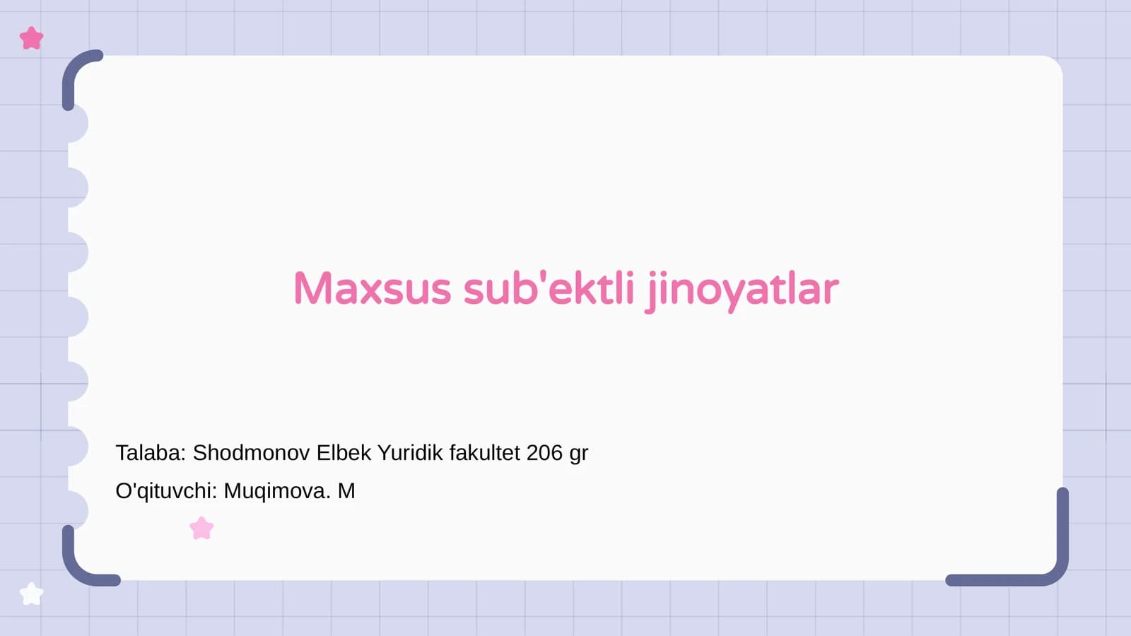 Maxsus sub'ektli jinoyatlar