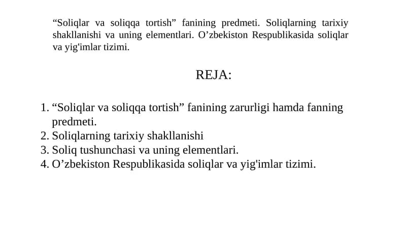 Soliqlar va soliqqa tortish