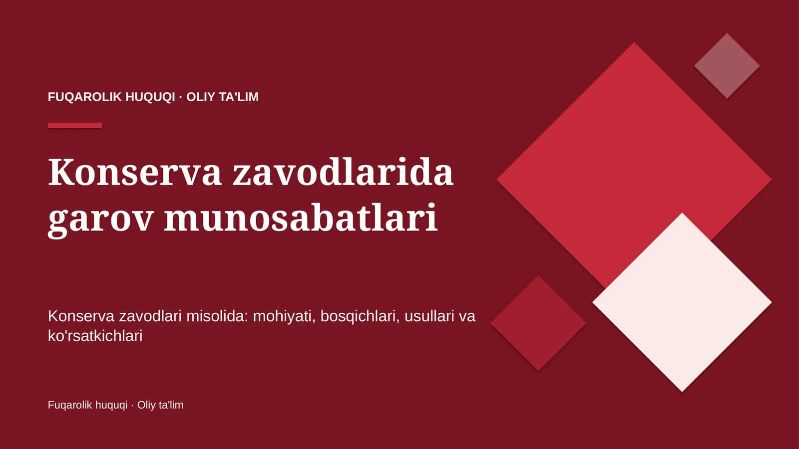 Konserva zavodlarida garov munosabatlari
