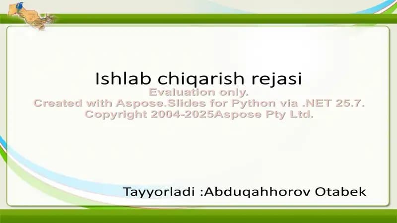 Ishlab chiqarish rejasi