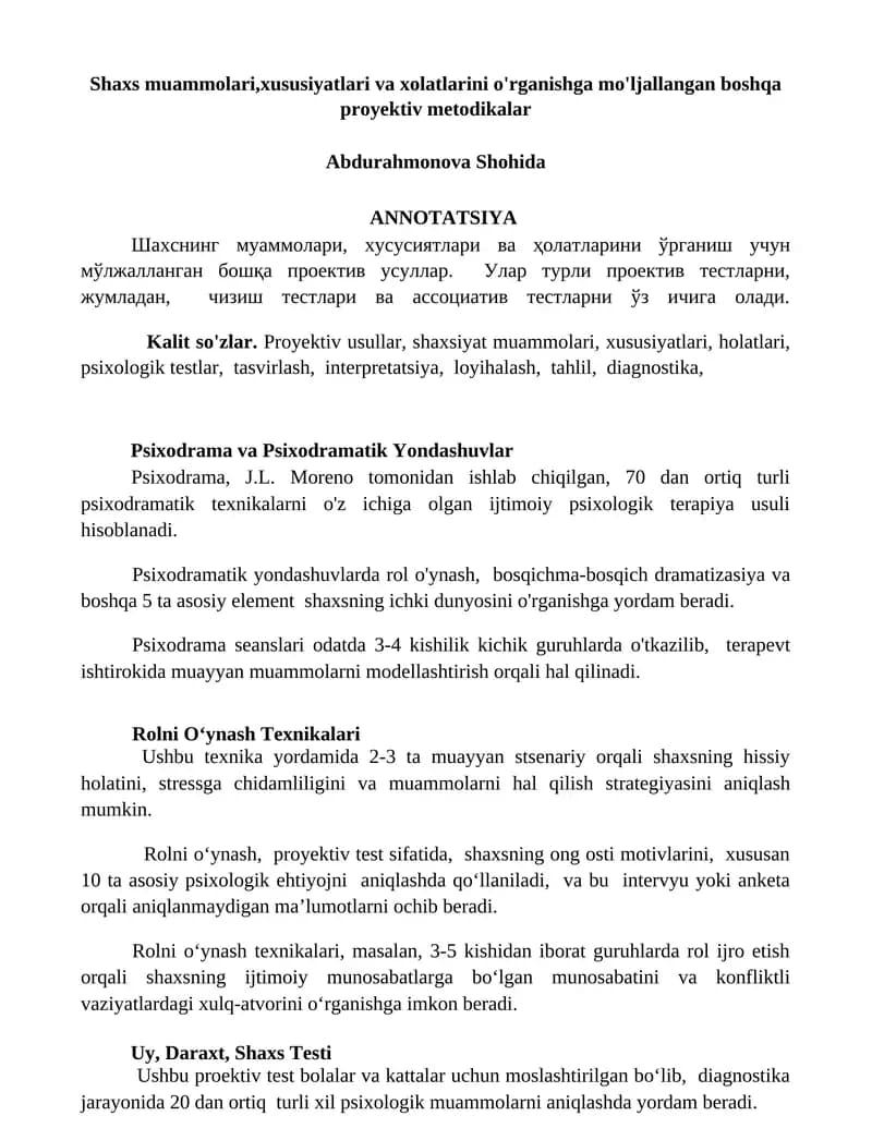 Proyektiv metodikalar