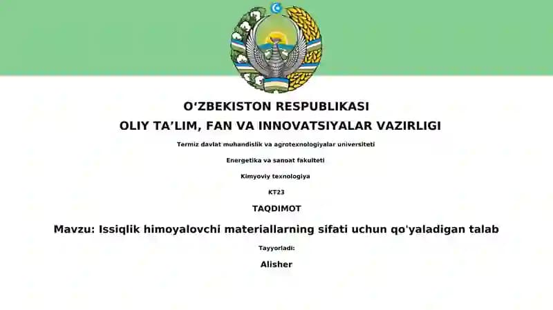 Issiqlik himoyalovchi materiallar