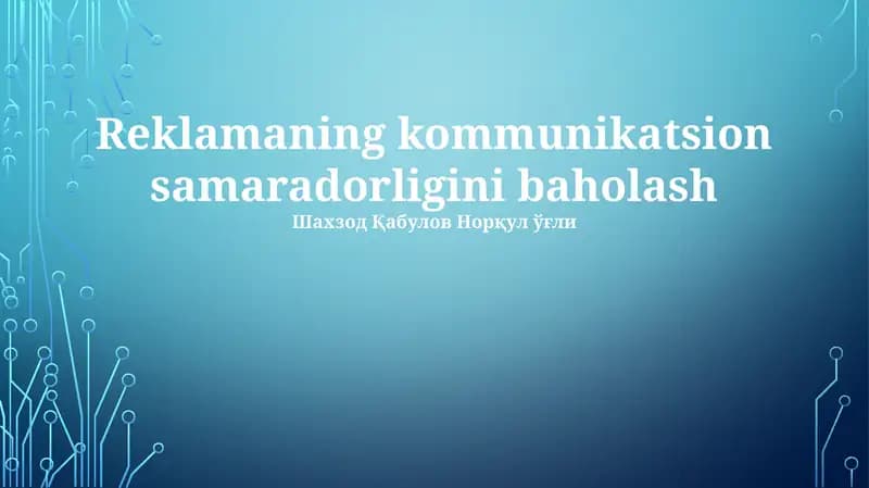Reklamaning kommunikatsion samaradorligini baholash