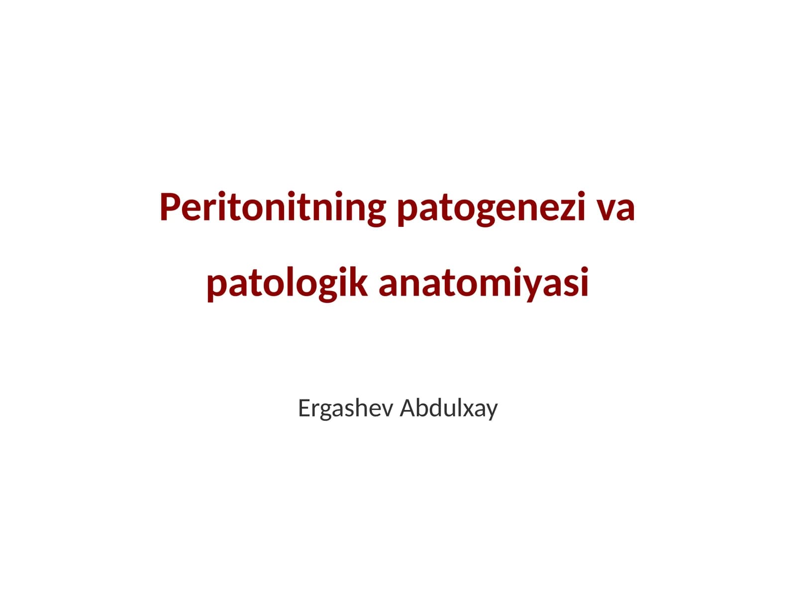 Peritonitning patogenezi va patologik anatomiyasi