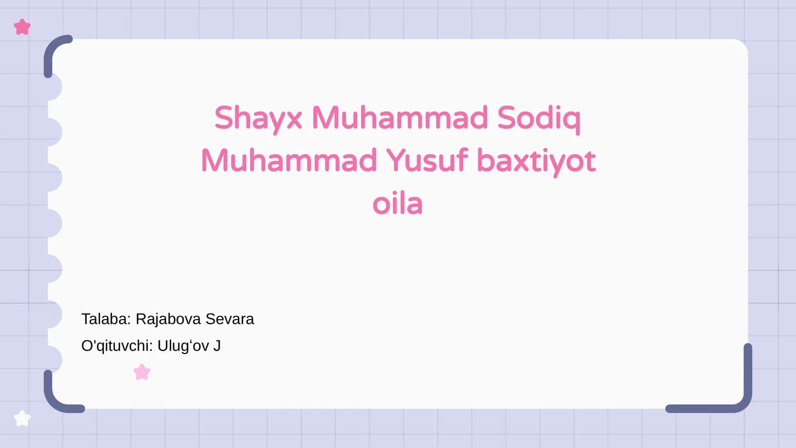 Shayx Muhammad Sodiq Muhammad Yusuf baxtiyot oila