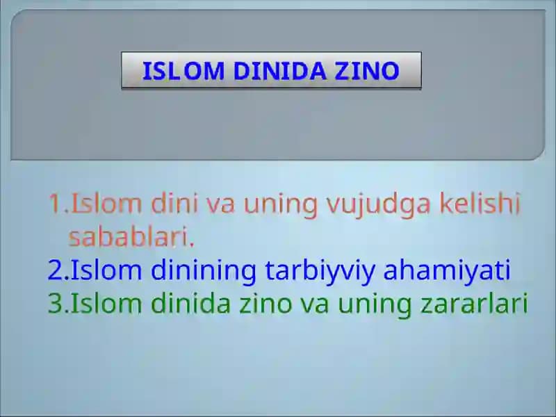 Islom Dinida Zino