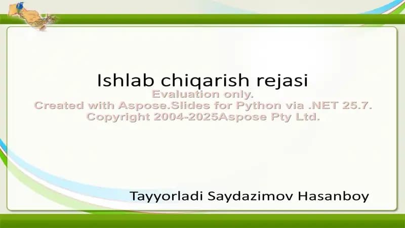 Ishlab chiqarish rejasi