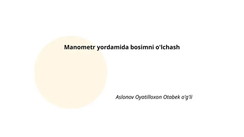 Manometr turlari va ularning farqlari