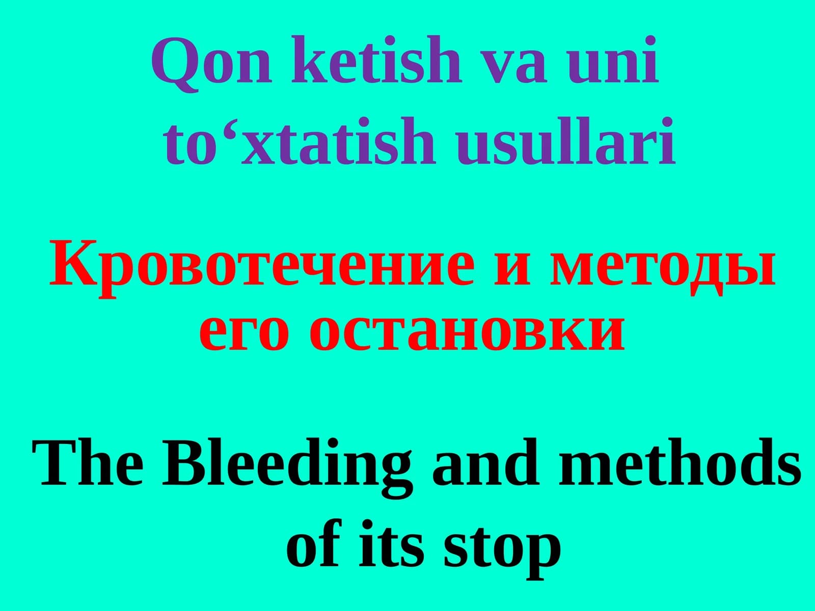 Qon ketish va uni to‘xtatish usullari