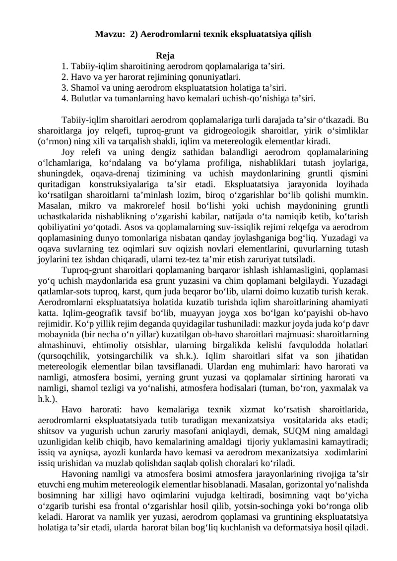 Aerodromlarni texnik ekspluatatsiya qilish