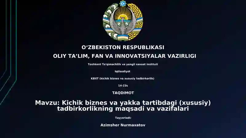 KBXT (kichik biznes va xususiy tadbirkorlik)