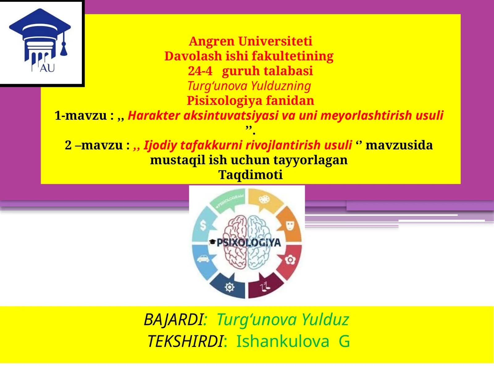 Pisixologiya Fanidan