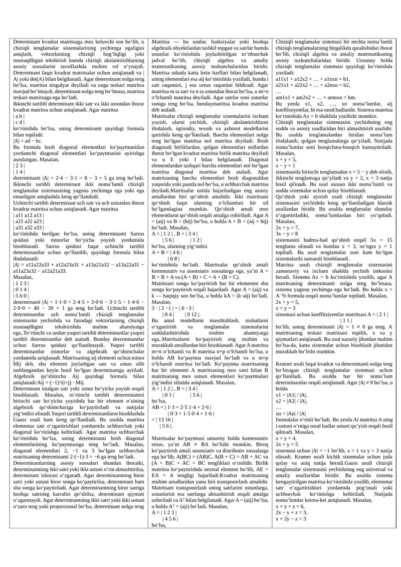 Determinantning aniqlanishi