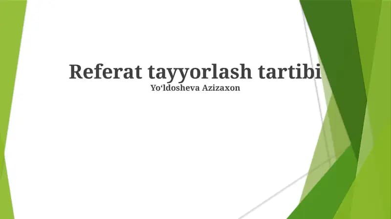 Referat tayyorlash tartibi