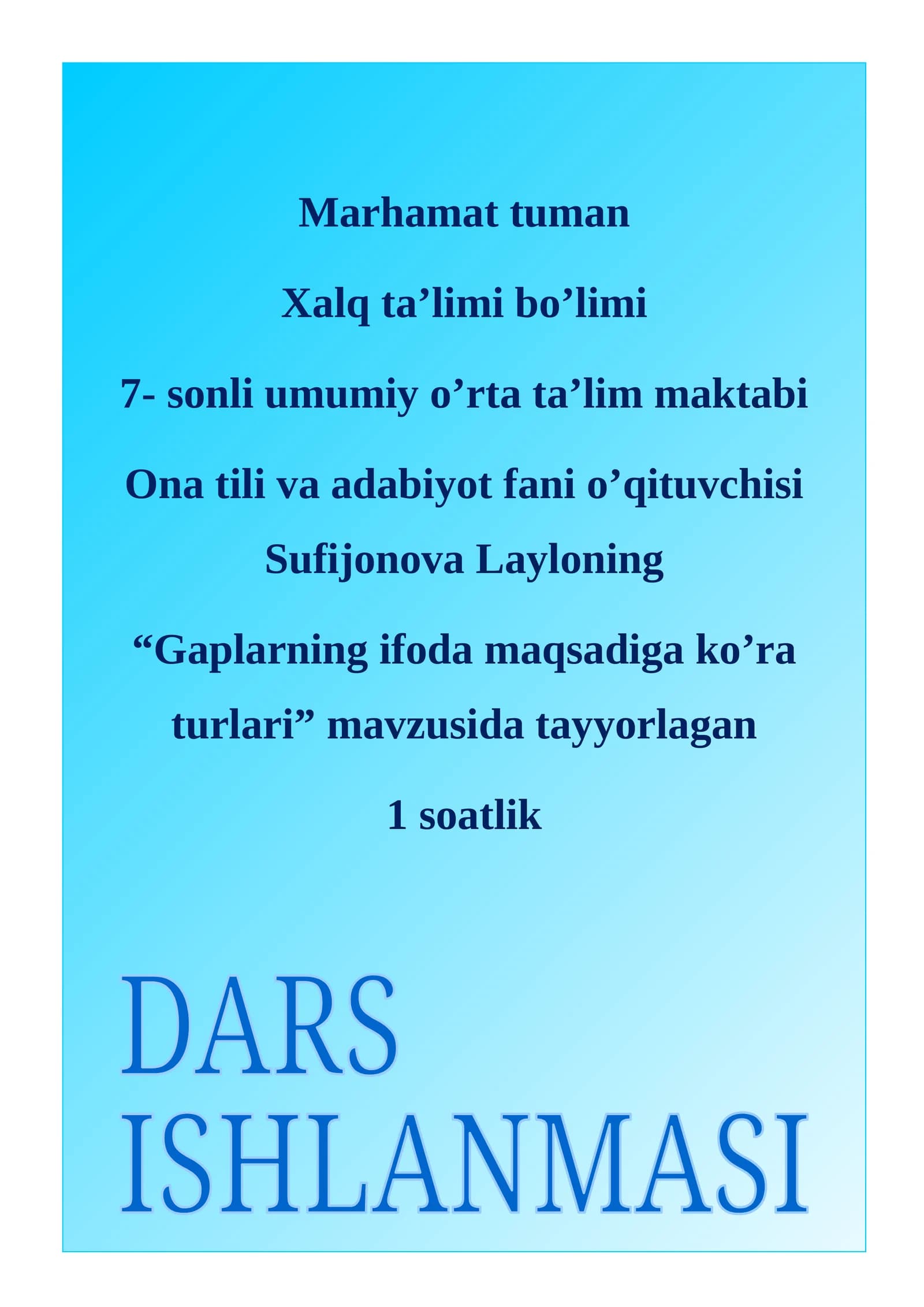 Gaplarning ifoda maqsadiga ko’ra turlari