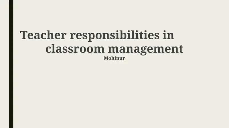 Teacher responsibilities in classroom management