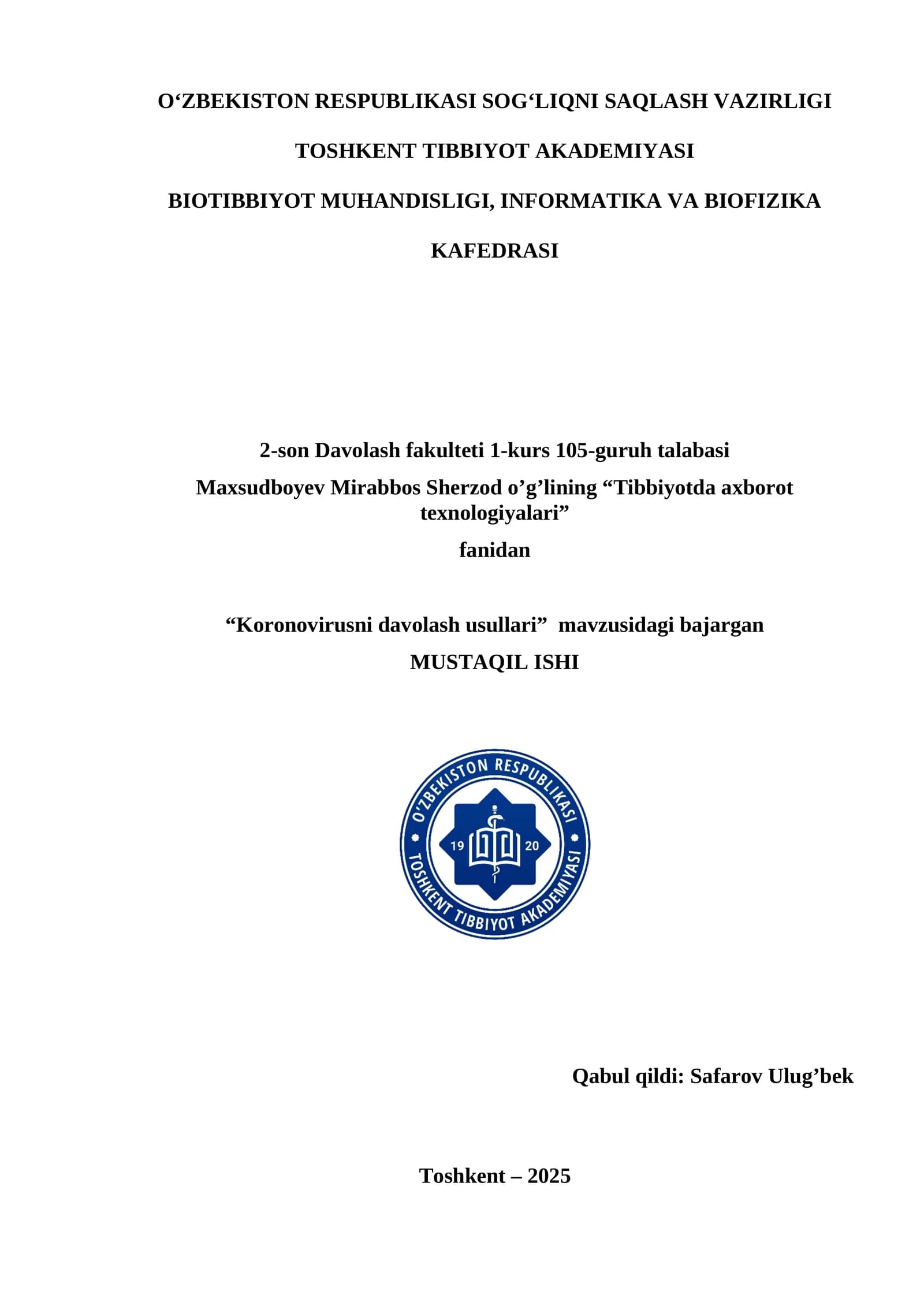 Koronovirusni davolash usullari