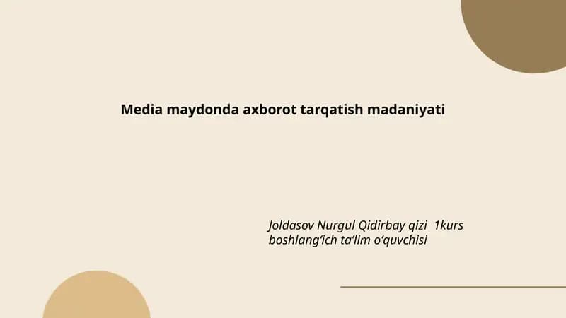 Media maydonda axborot tarqatish madaniyati