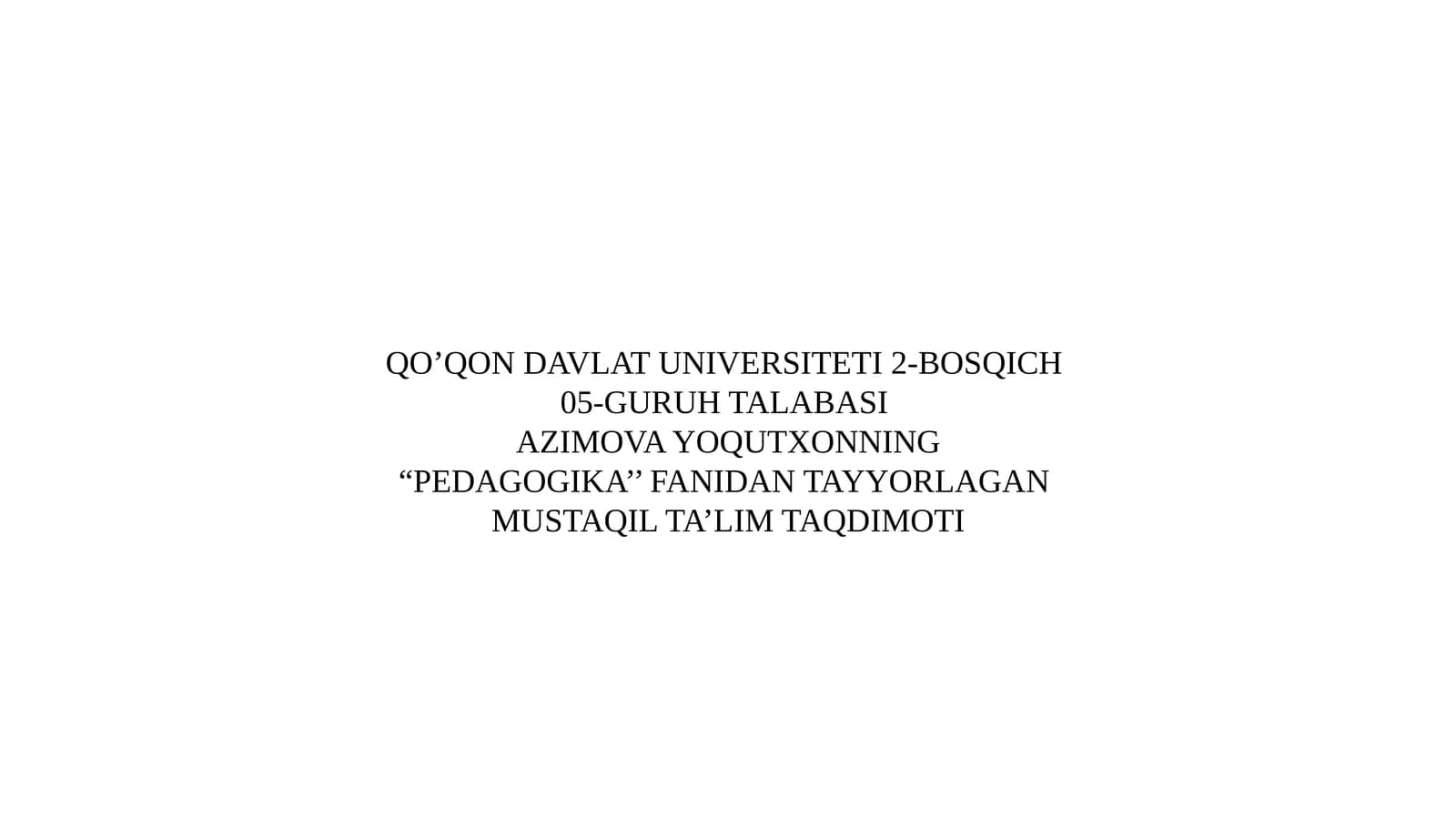 MUSTAQIL TA’LIM TAQDIMOTI