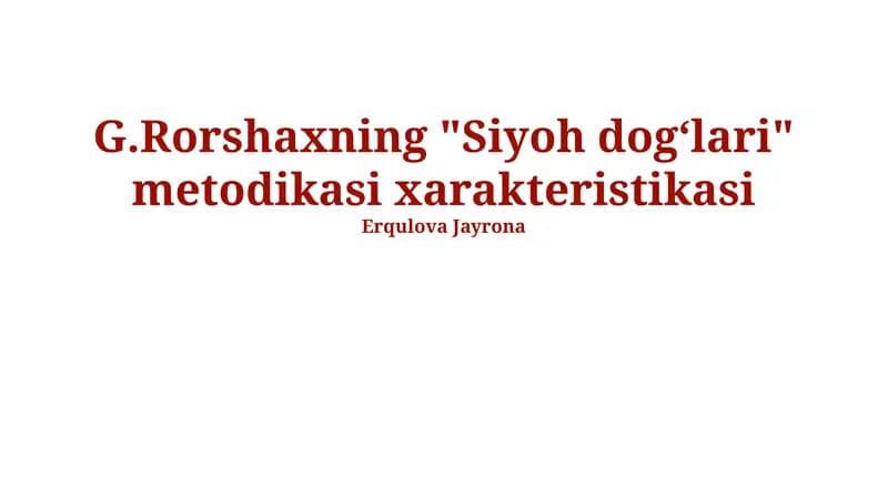 Siyoh dogʻlari metodikasi