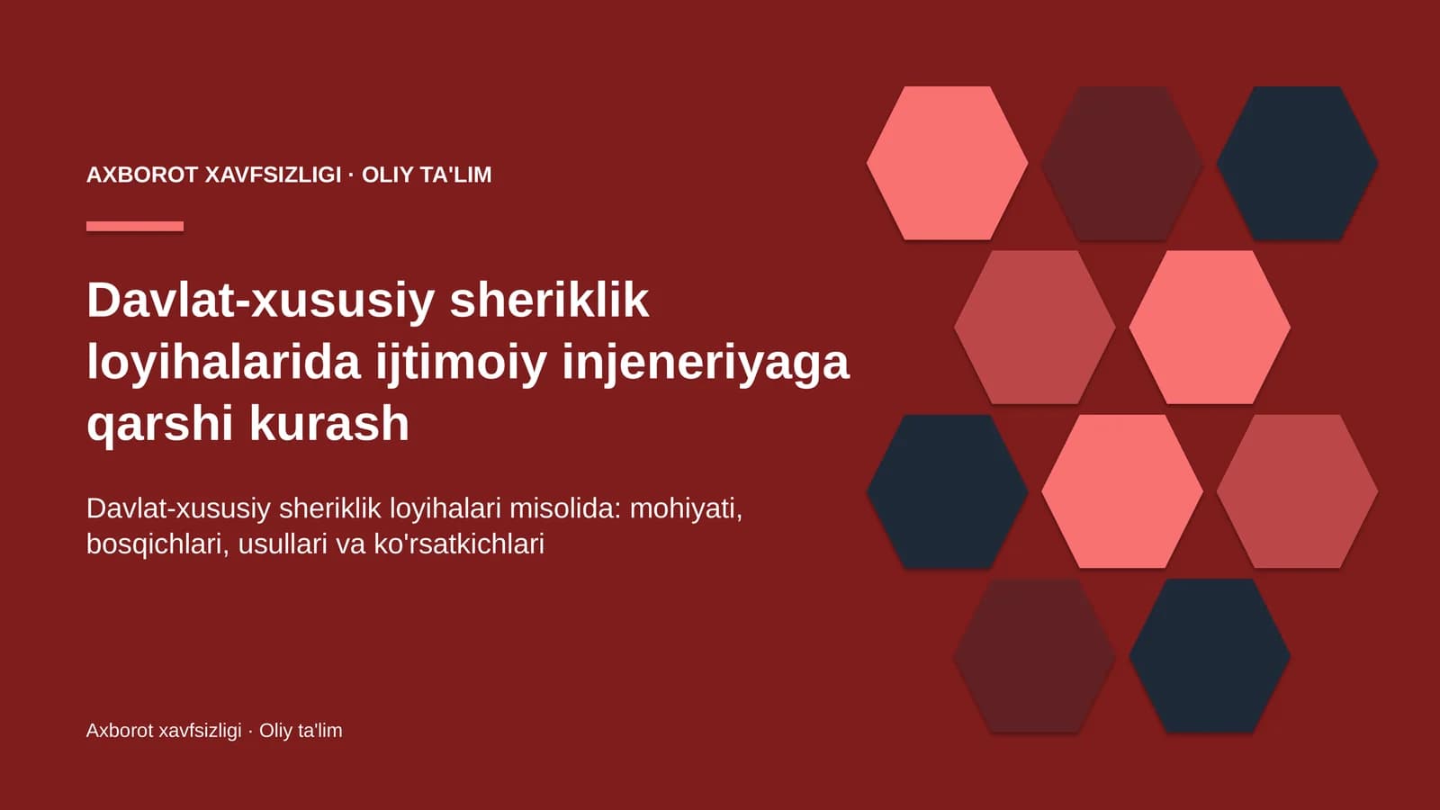 Axborot xavfsizligi · Oliy ta'lim