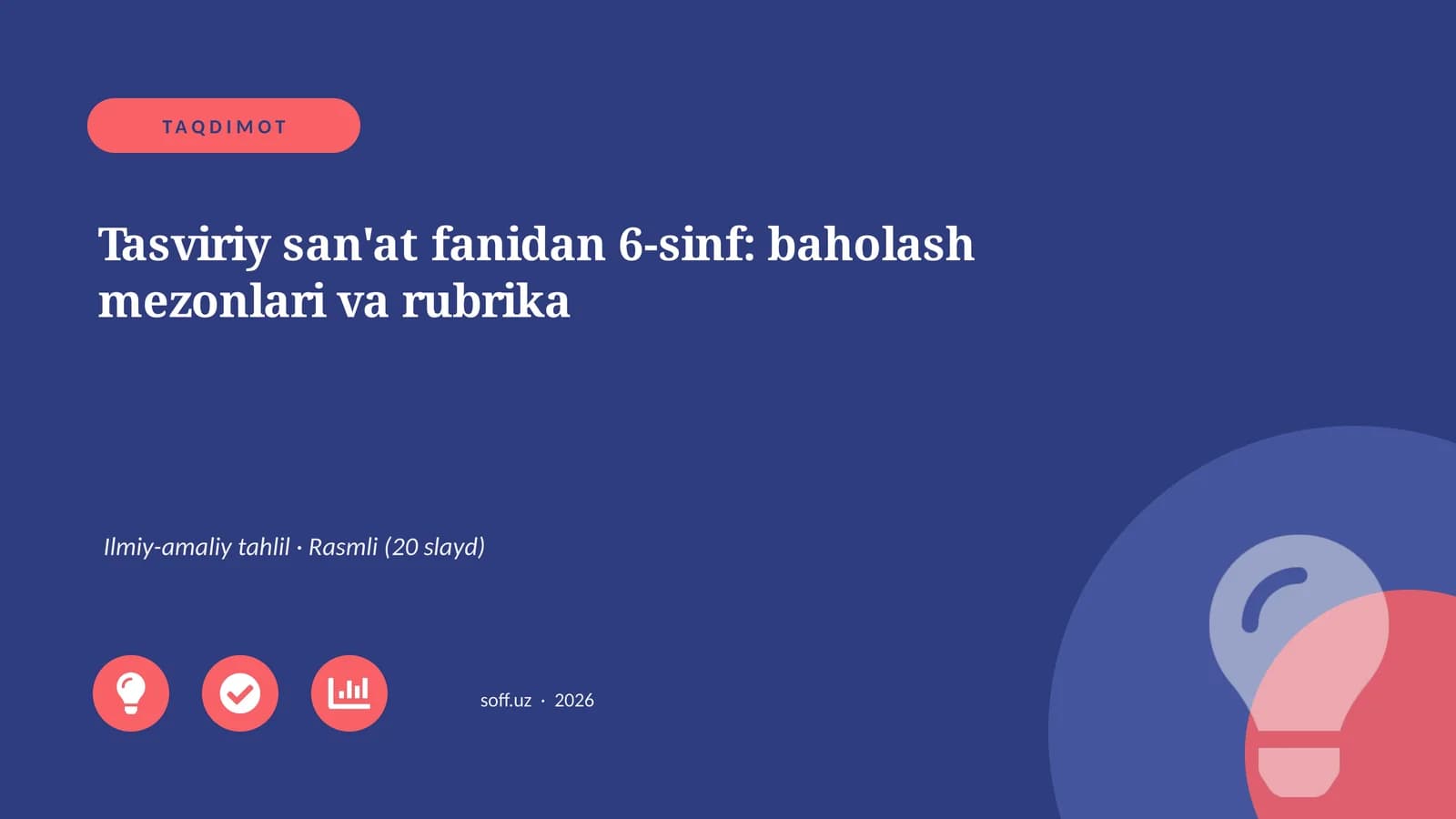Tasviriy san'at fanidan 6-sinf: baholash mezonlari va rubrika