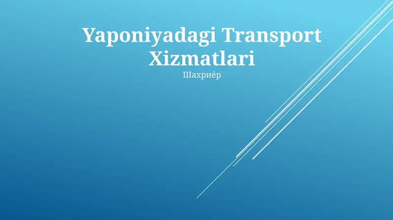 Yaponiyadagi Transport Xizmatlari