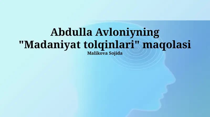 "Madaniyat tolqinlari" maqolasi