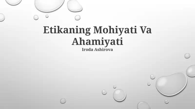 Etikaning Mohiyati Va Ahamiyati