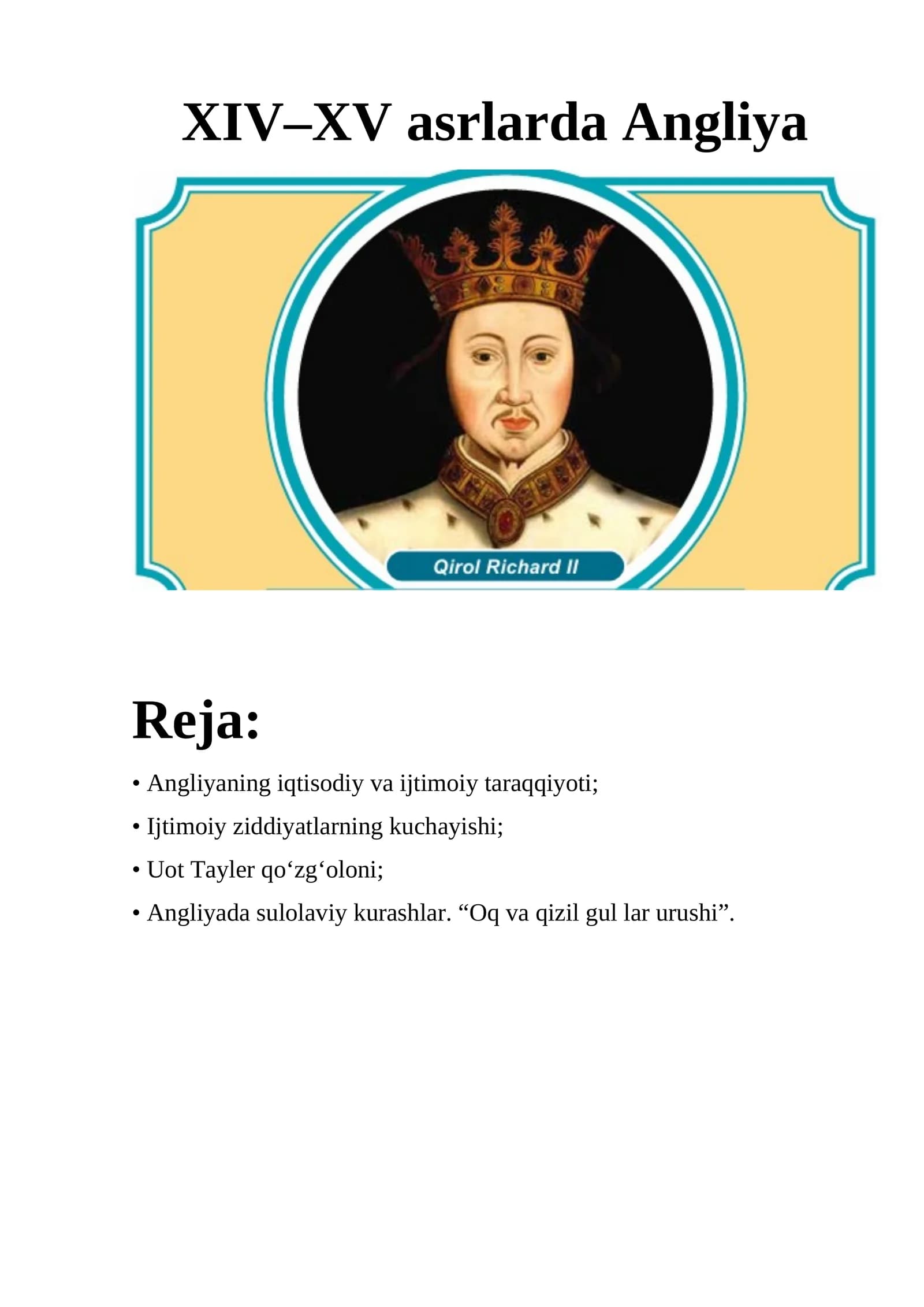 XIV–XV asrlarda Angliya