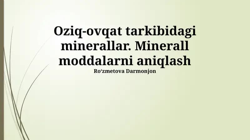 Oziq-ovqat tarkibidagi minerallar