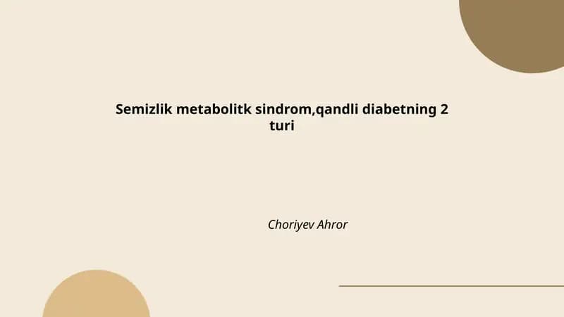 Semizlik metabolik sindrom,qandli diabetning 2 turi