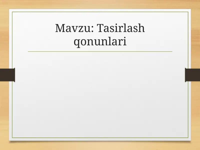 Tasirlash qonunlari